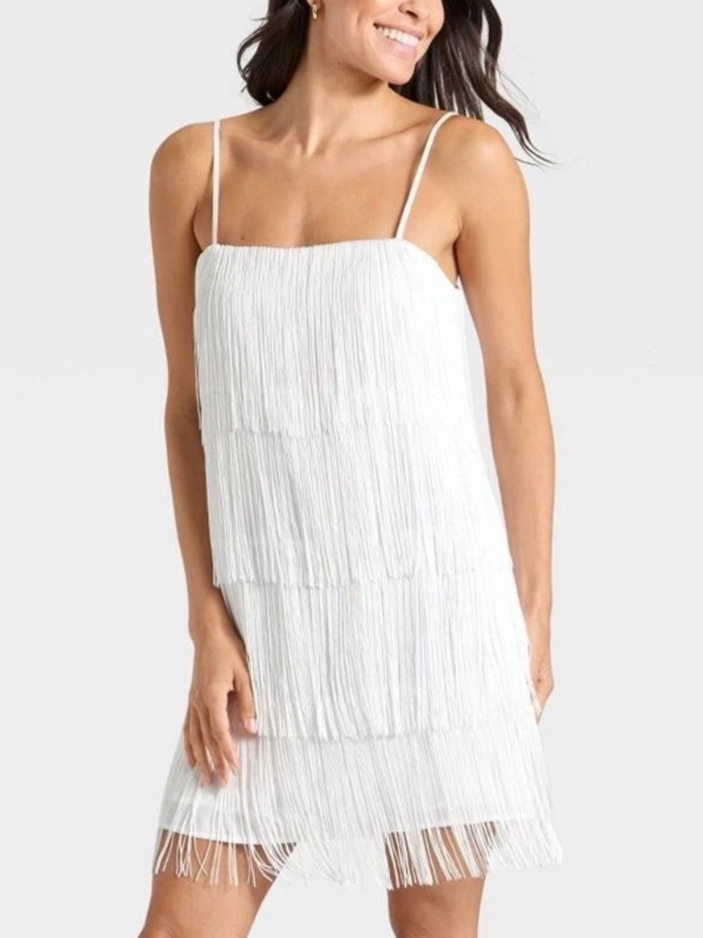 A New Day Women's Sleeveless Fringe Mini Dress White‎ Medium